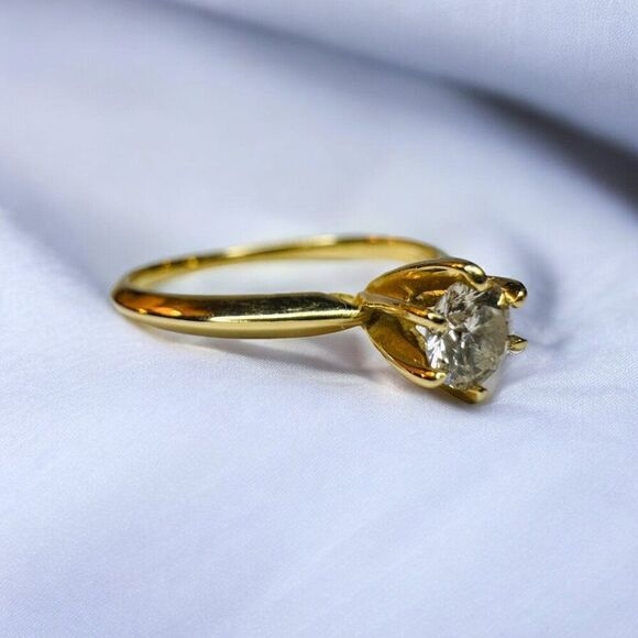 14k Gold Diamond Ring Sz 6.25 1/3ct Round Cut Solitaire Wedding Ring 1.4g - Picture 11 of 16